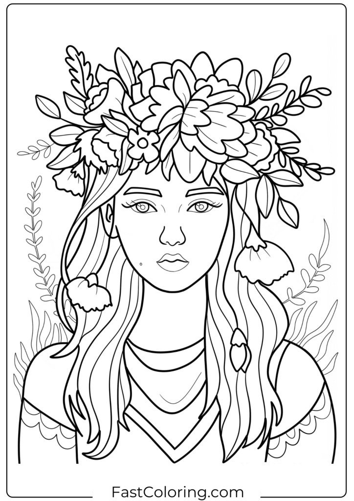 Beautiful Boho Woman Wearing A Flower Crown