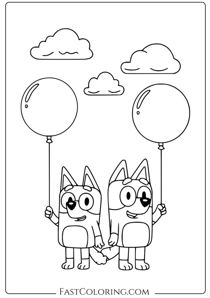 Bluey and Bingo Coloring Page