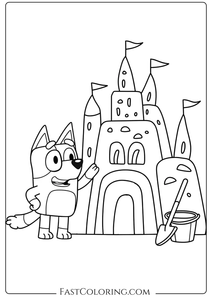 Bluey with Sandcastle