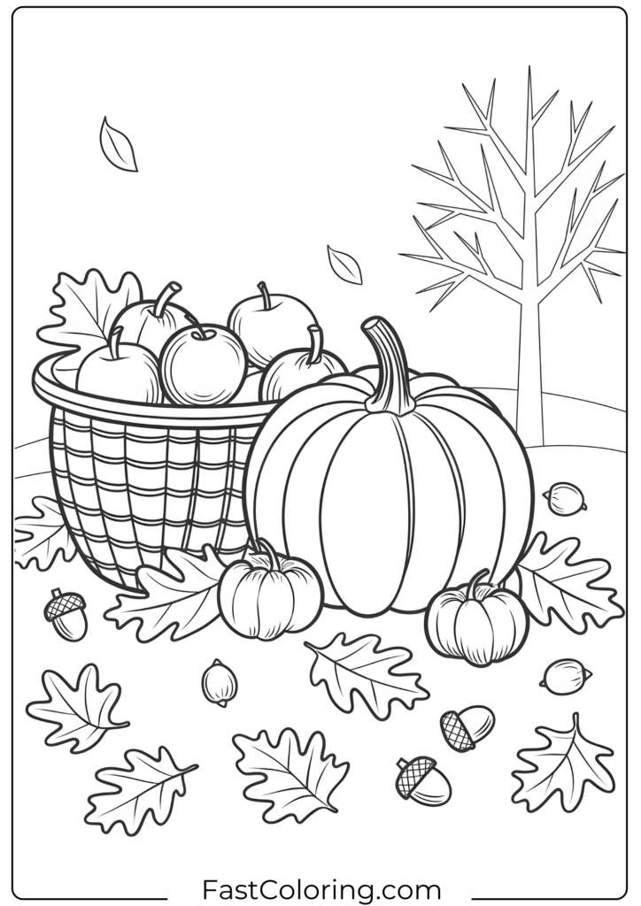 Fall coloring page for adults