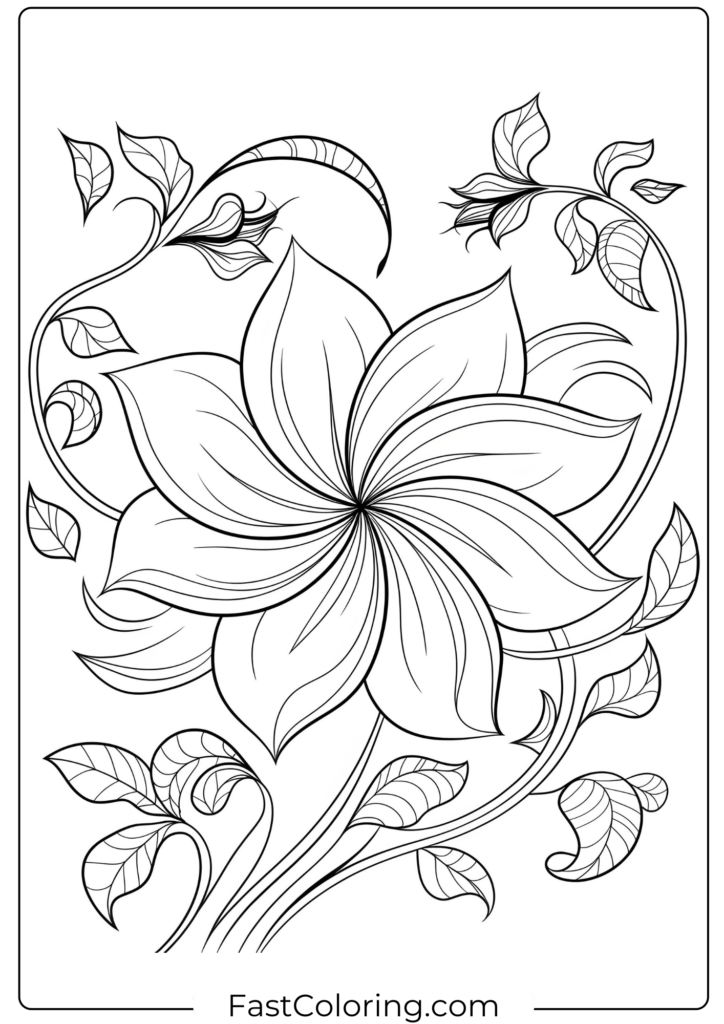 Flower coloring page for adults