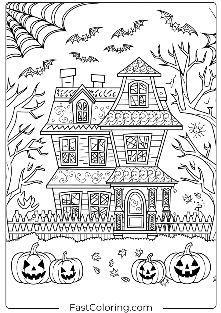 Halloween coloring page for adults