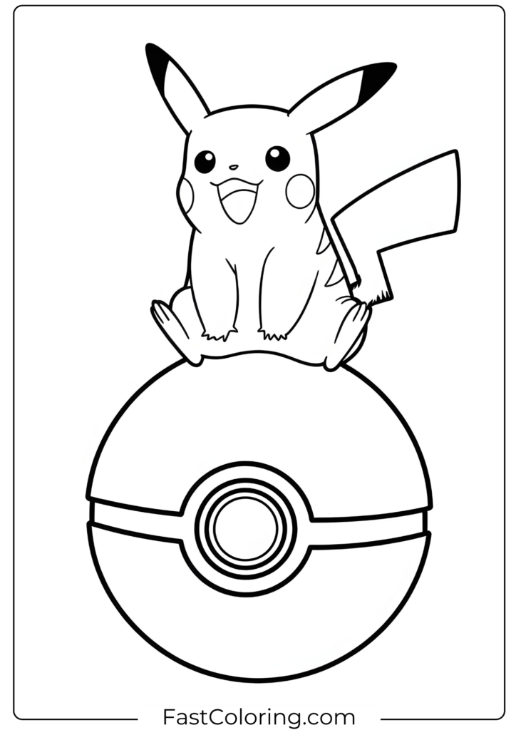 Pikachu on a Giant Pokeball