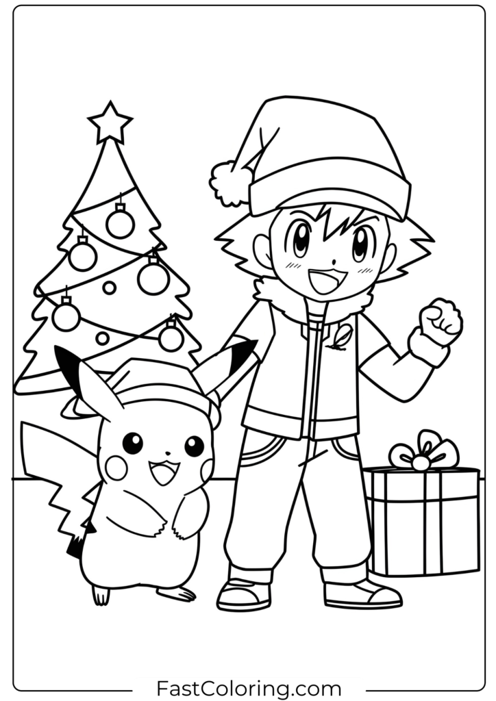 Pokemon Christmas Coloring Page