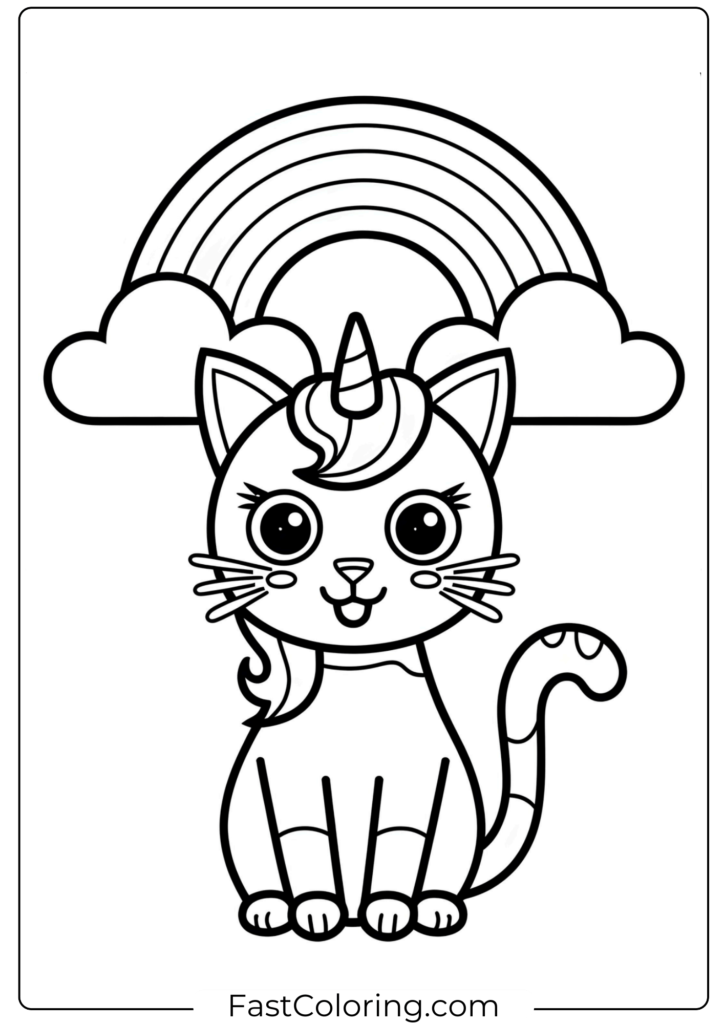 Unicorn Cat Coloring Page