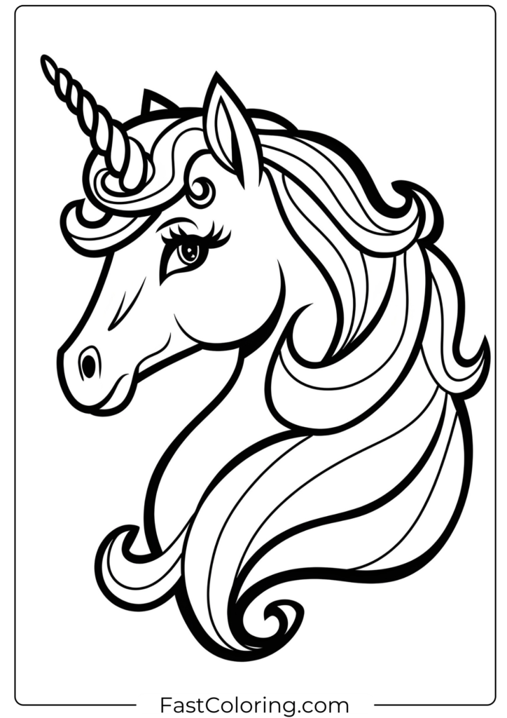 Unicorn Head Coloring Page