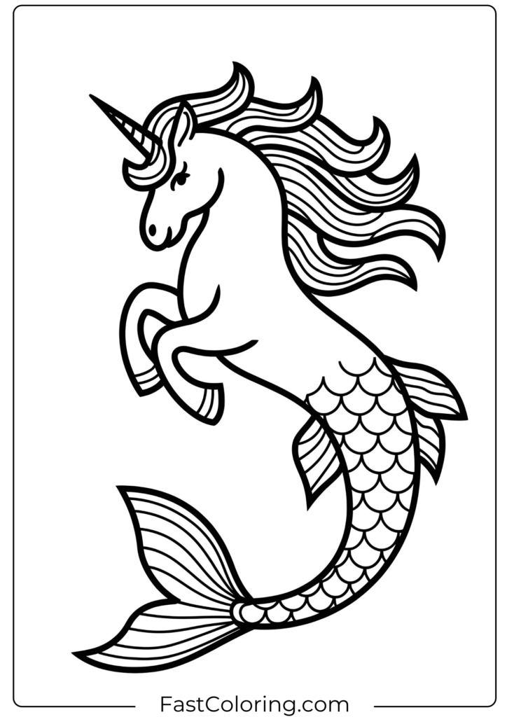 Unicorn Mermaid Coloring Page