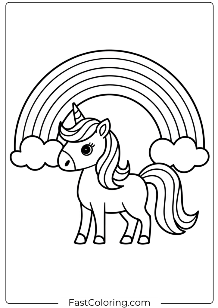 Unicorn Rainbow Coloring Page