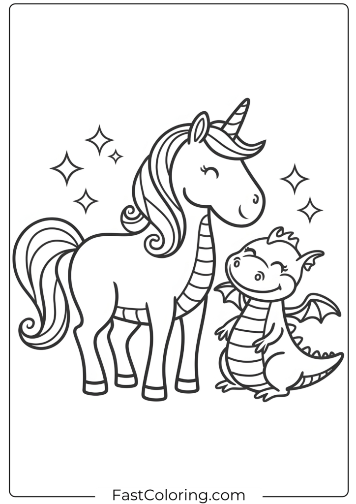 Unicorn and Dragon Friendship