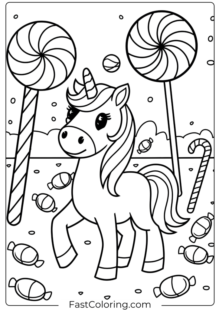 Unicorn with a Candy Land Theme