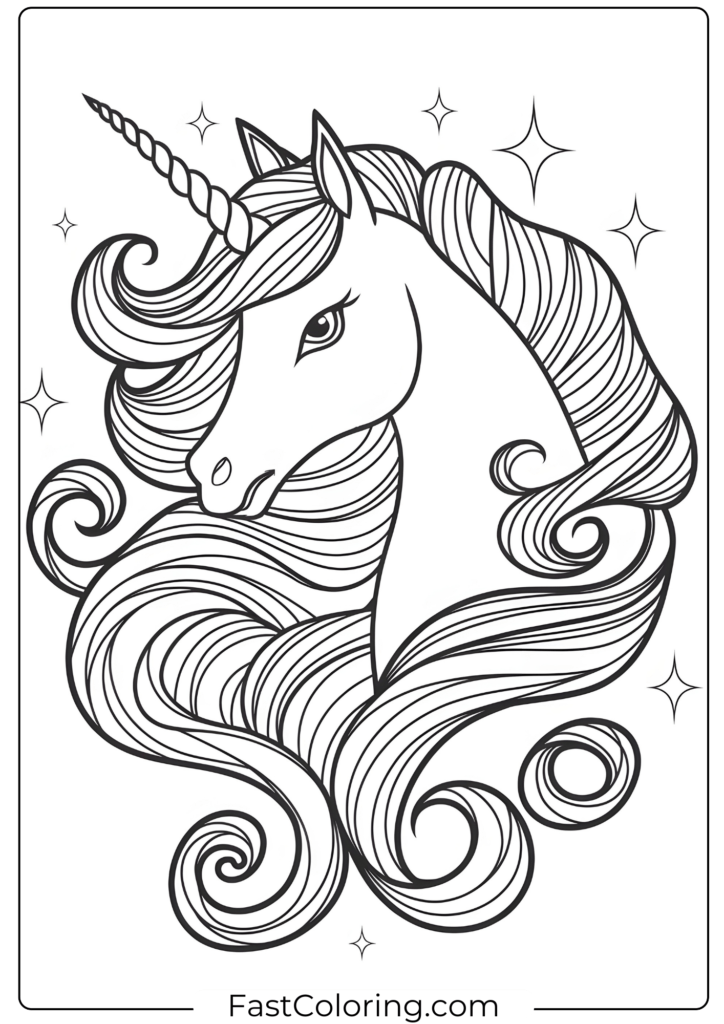 Unicorn with a Flowing Mane